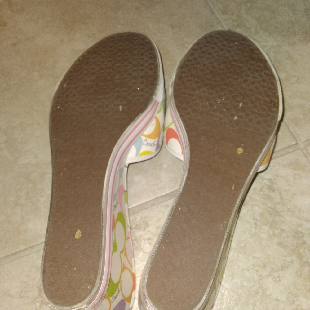 Coach White Multicolor Logo Sandals - Picture 3 of 5